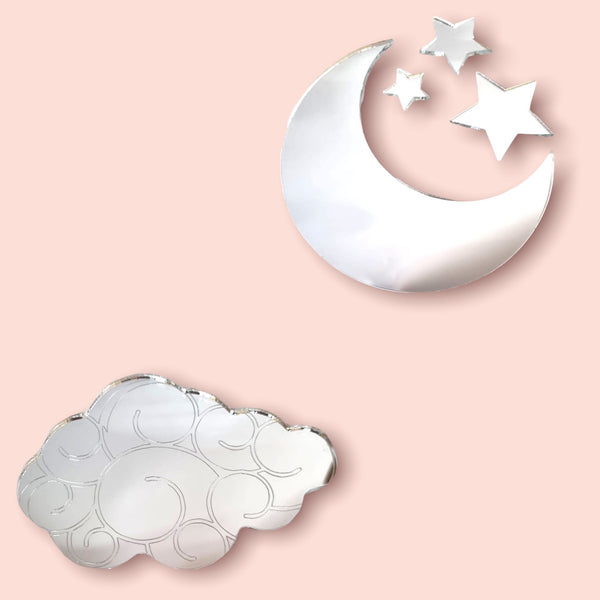 Set of Cloud, Moon & Stars Mirrors