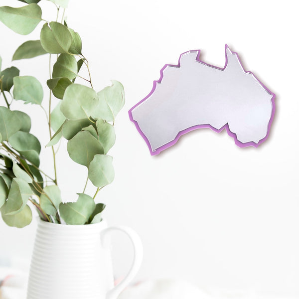 Australia Map Shaped Mirrors with a Colour Frame of your choice & Hooks