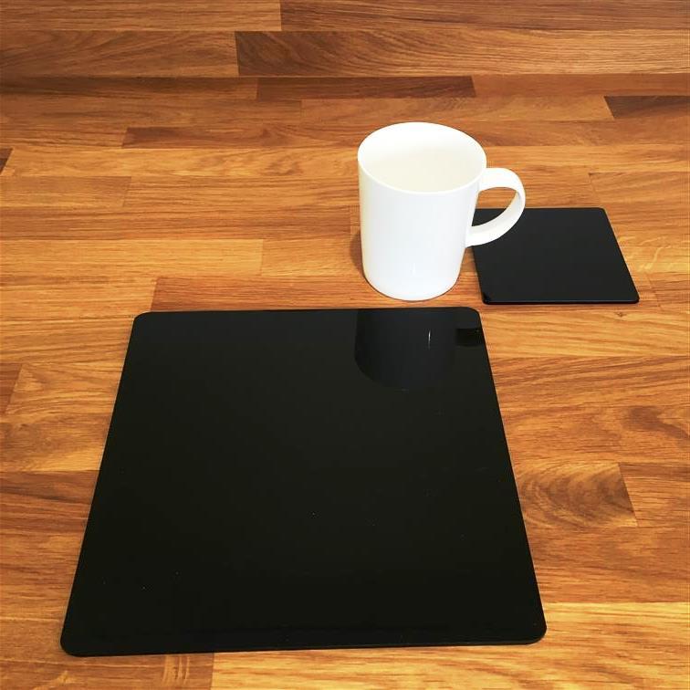 Square Placemat and Coaster Set - Black