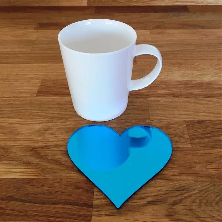 Heart Shaped Coaster Set - Blue Mirror