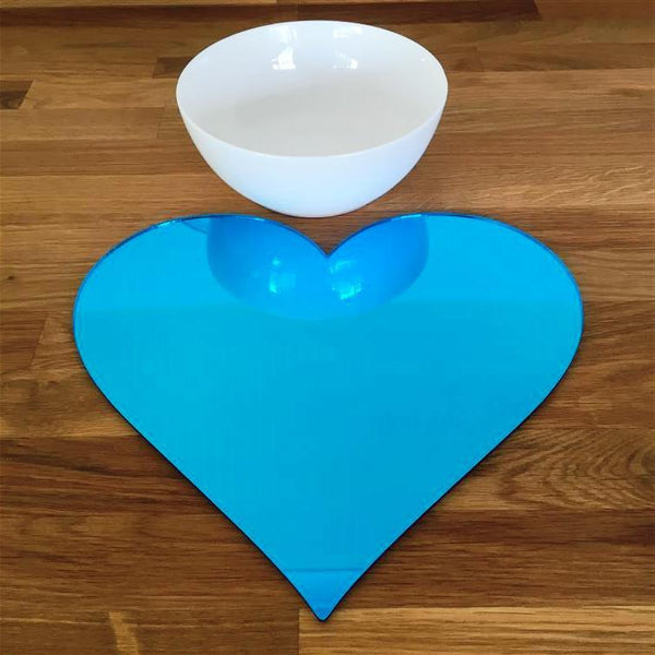 Heart Shaped Placemat Set - Blue Mirror