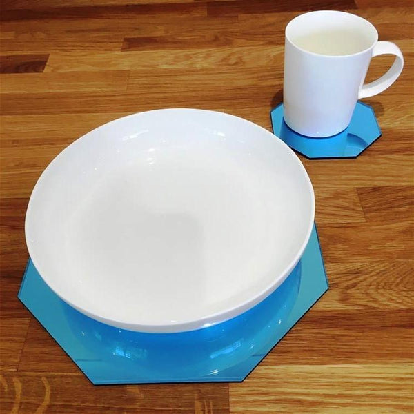 Octagonal Placemat and Coaster Set - Blue Mirror