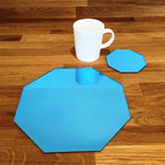 Octagonal Placemat and Coaster Set - Blue Mirror