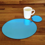 Oval Placemat and Coaster Set - Blue Mirror