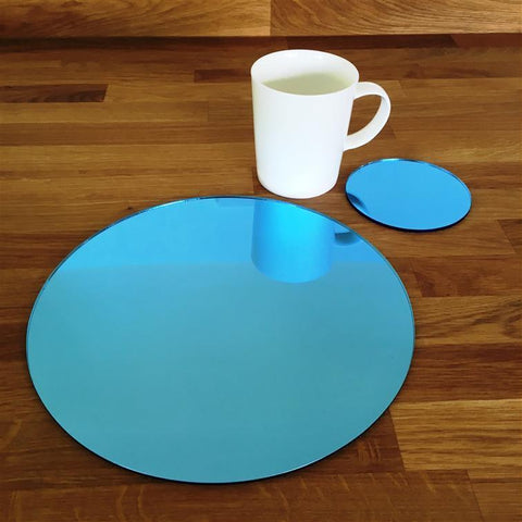 Round Placemat and Coaster Set - Blue Mirror
