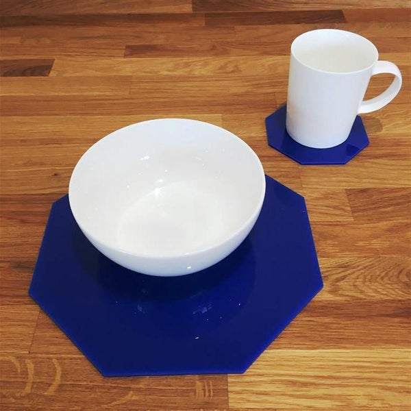Octagonal Placemat and Coaster Set - Blue
