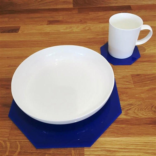 Octagonal Placemat and Coaster Set - Blue