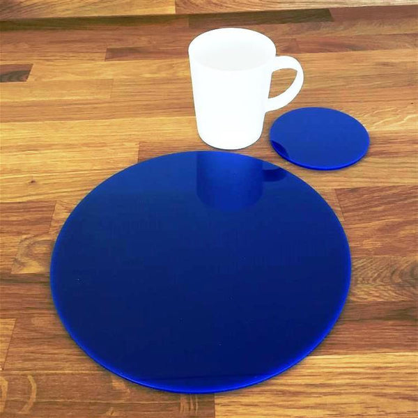 Round Placemat and Coaster Set - Blue