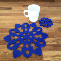 Snowflake Shaped Placemat and Coaster Set - Blue