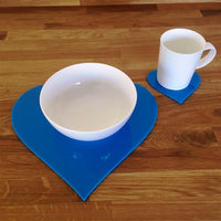 Heart Shaped Placemat and Coaster Set - Bright Blue