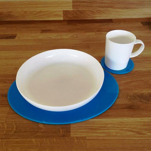 Oval Placemat and Coaster Set - Bright Blue
