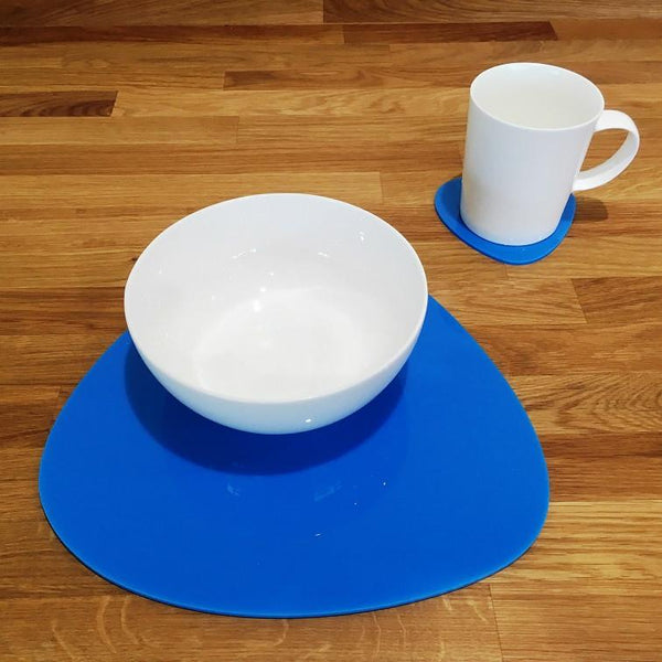 Pebble Shaped Placemat and Coaster Set - Bright Blue