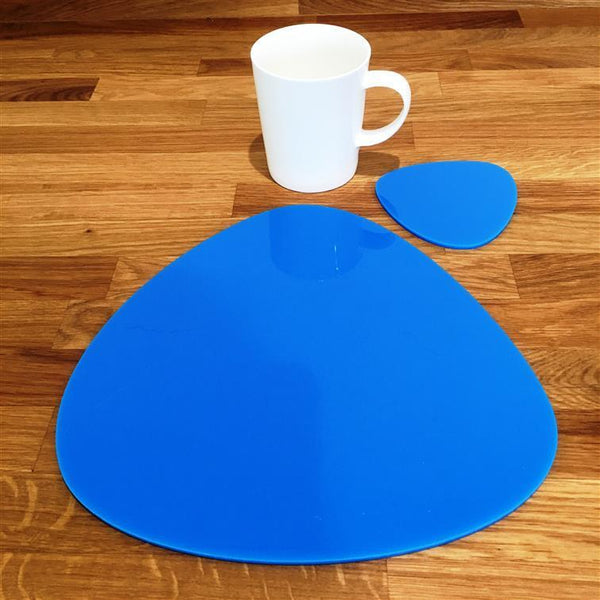Pebble Shaped Placemat and Coaster Set - Bright Blue