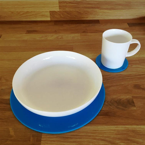 Round Placemat and Coaster Set - Bright Blue