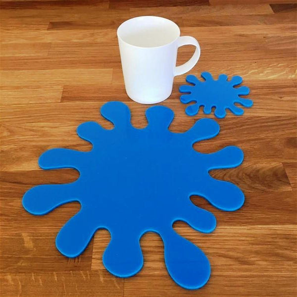 Splash Shaped Placemat and Coaster Set - Bright Blue