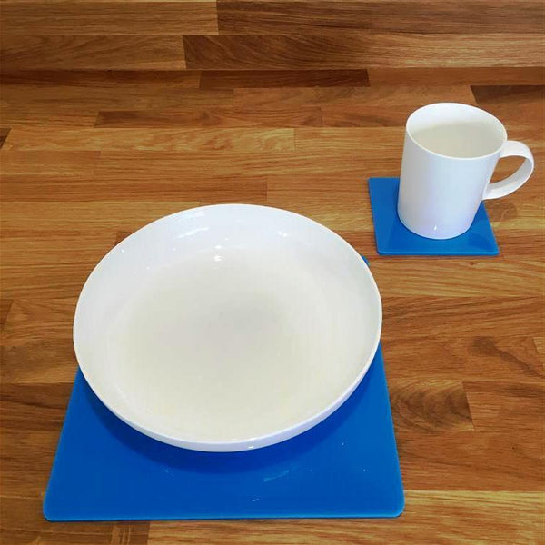 Square Placemat and Coaster Set - Bright Blue