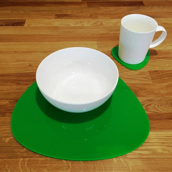 Pebble Shaped Placemat and Coaster Set - Bright Green