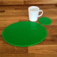Oval Placemat and Coaster Set - Bright Green
