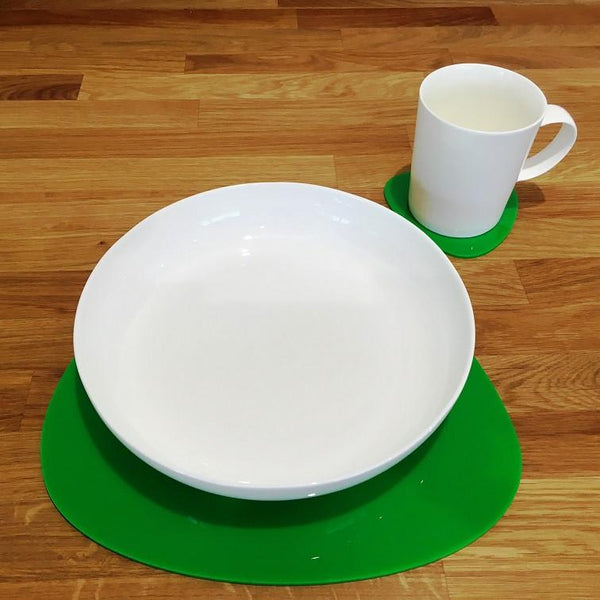 Pebble Shaped Placemat and Coaster Set - Bright Green