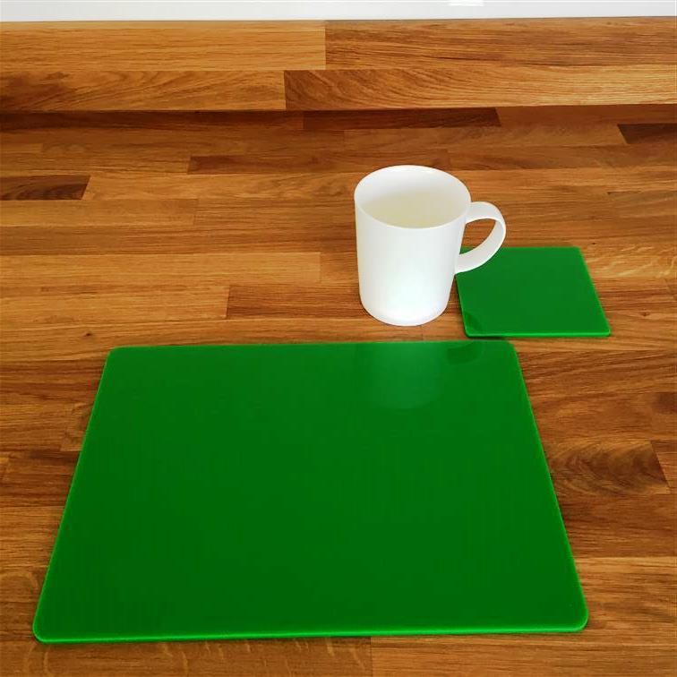 Rectangular Placemat and Coaster Set - Bright Green