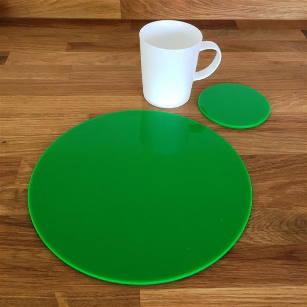 Round Placemat and Coaster Set - Bright Green