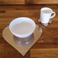 Heart Shaped Placemat and Coaster Set - Bronze Mirror