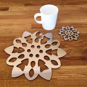 Snowflake Shaped Placemat and Coaster Set - Bronze Mirror
