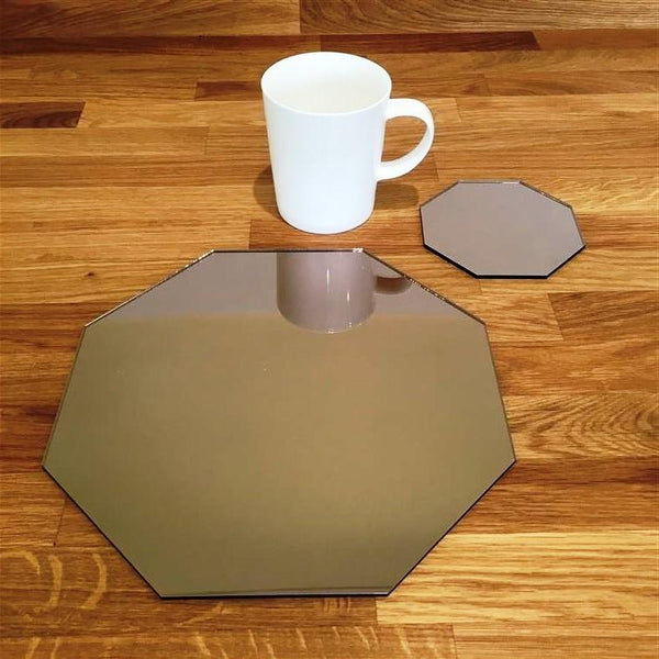Octagonal Placemat and Coaster Set - Bronze Mirror