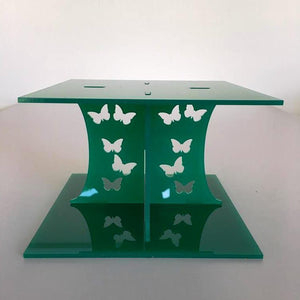 Butterfly Square Wedding/Party Cake Separator - Green