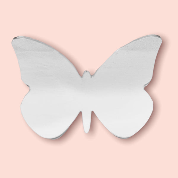 Butterfly Shaped Mirrors with White Backing & Hooks