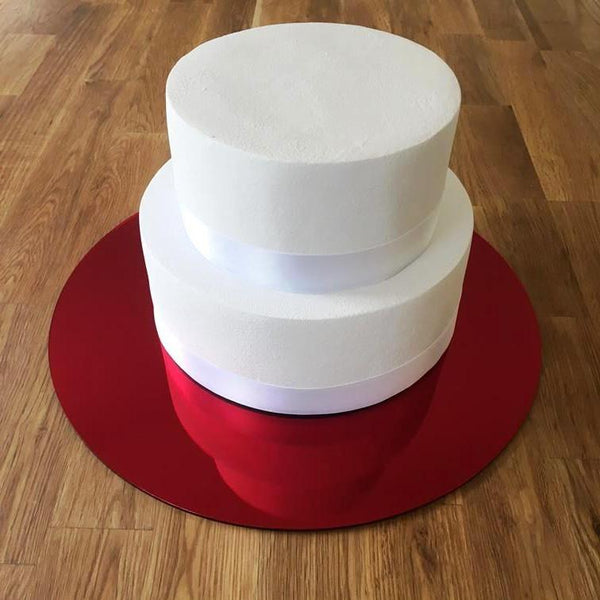 Round Cake Board - Red Mirror