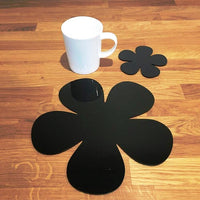 Daisy Shaped Placemat and Coaster Set - Black