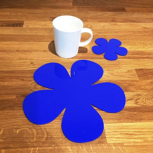 Daisy Shaped Placemat and Coaster Set - Blue