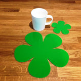 Daisy Shaped Placemat and Coaster Set - Bright Green