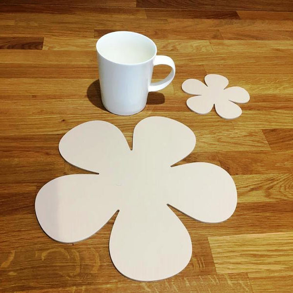 Daisy Shaped Placemat and Coaster Set - Latte