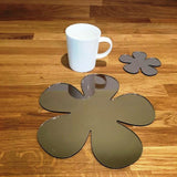 Daisy Shaped Placemat and Coaster Set - Bronze Mirror