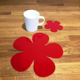 Daisy Shaped Placemat and Coaster Set - Red