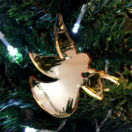 Décorations de sapin de Noël en forme d'ange trompettiste en miroir