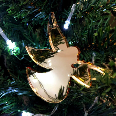 Trumpeting Angel Christmas Tree Decorations Mirrored