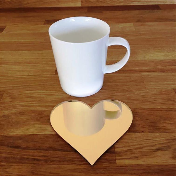 Heart Shaped Coaster Set - Gold Mirror