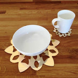 Snowflake Shaped Placemat and Coaster Set - Gold Mirror