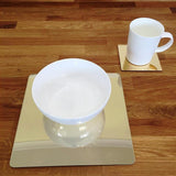 Square Placemat and Coaster Set - Gold Mirror