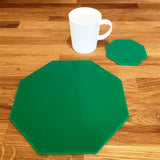 Octagonal Placemat and Coaster Set - Green