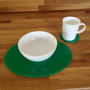 Oval Placemat and Coaster Set - Green