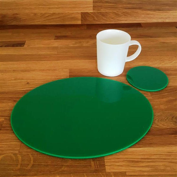 Oval Placemat and Coaster Set - Green