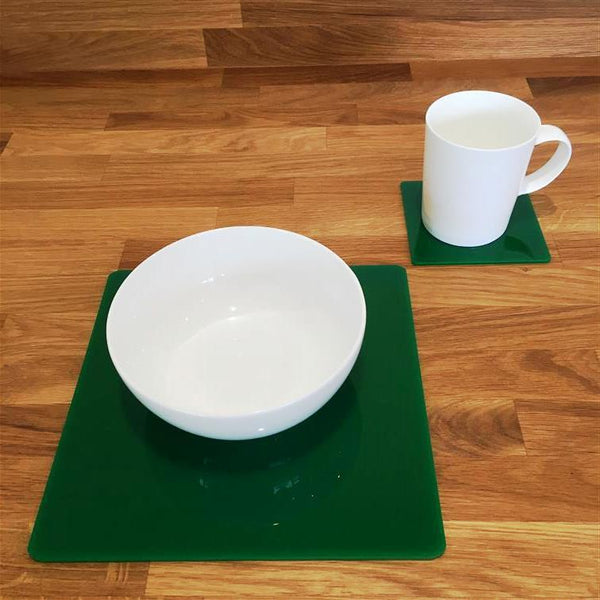 Square Placemat and Coaster Set - Green