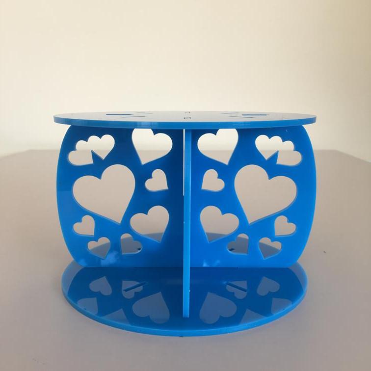 Heart Design Round Wedding/Party Cake Separator - Bright Blue
