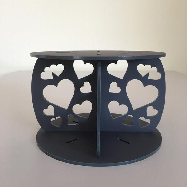 Heart Design Round Wedding/Party Cake Separator - Graphite Grey