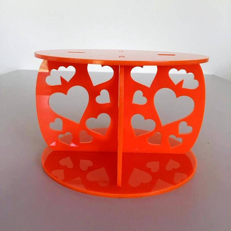 Heart Design Round Wedding/Party Cake Separator - Orange