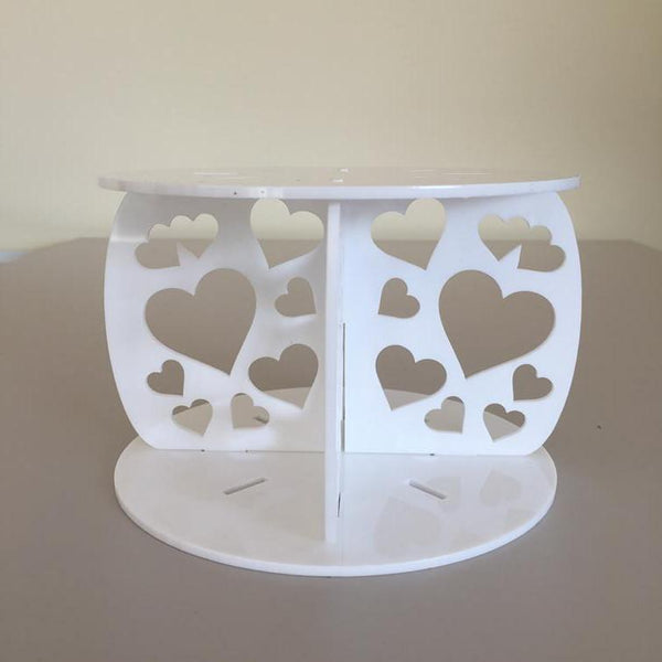 Heart Design Round Wedding/Party Cake Separator - White